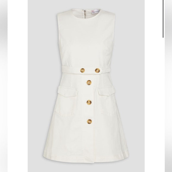 RED Valentino Dresses & Skirts - Red Valentino White Sleeveless Dress with Gold Buttons
